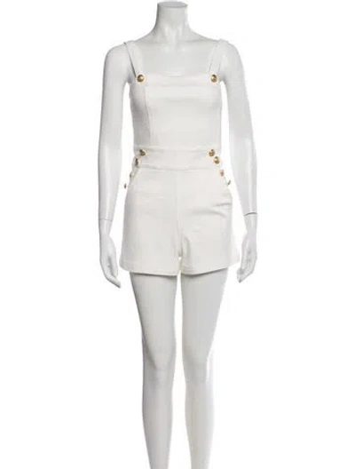 Pre-owned Alice And Olivia Square Neckline Romper In White