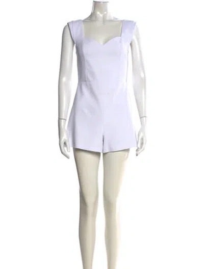 Pre-owned Alice And Olivia Square Neckline Romper In White
