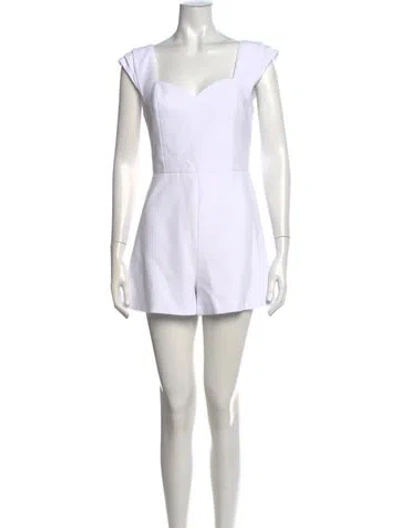 Pre-owned Alice And Olivia Square Neckline Romper In White