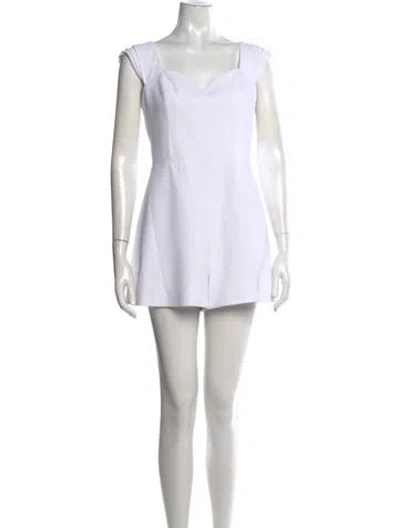 Pre-owned Alice + Olivia Square Neckline Romper In White