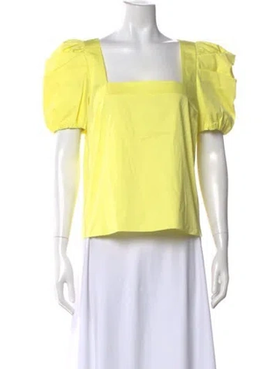Pre-owned Alice And Olivia Square Neckline Short Sleeve Blouse W/ Tags In Yellow