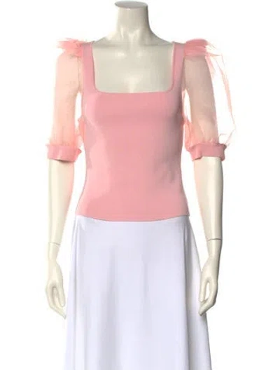 Pre-owned Alice And Olivia Square Neckline Short Sleeve Crop Top In Pink