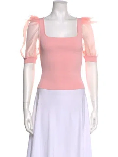 Pre-owned Alice And Olivia Square Neckline Short Sleeve Crop Top In Pink