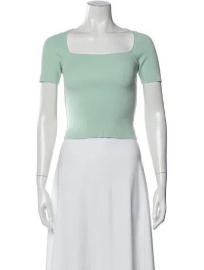 Pre-owned Alice And Olivia Square Neckline Short Sleeve Top In Green