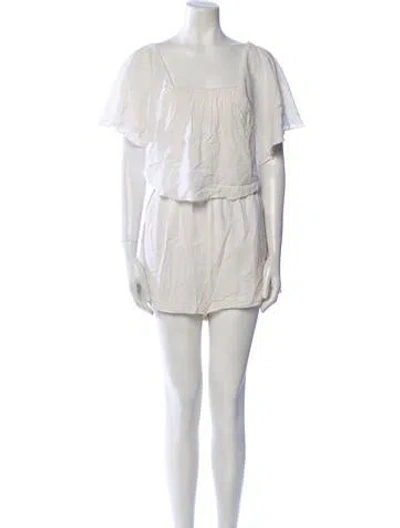 Pre-owned Alice And Olivia Square Neckline Short Sleeve Tunic In Neutral