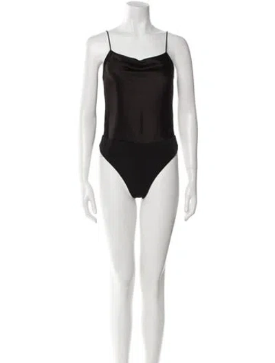 Pre-owned Alice And Olivia Square Neckline Sleeveless Bodysuit In Black