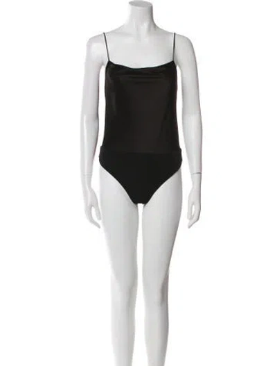 Pre-owned Alice And Olivia Square Neckline Sleeveless Bodysuit In Black