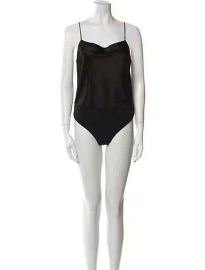 Pre-owned Alice And Olivia Square Neckline Sleeveless Bodysuit In Black