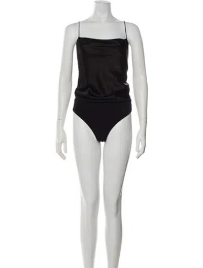 Pre-owned Alice And Olivia Square Neckline Sleeveless Bodysuit In Black