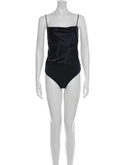 Pre-owned Alice And Olivia Square Neckline Sleeveless Bodysuit In Black