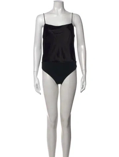 Pre-owned Alice And Olivia Square Neckline Sleeveless Bodysuit In Black