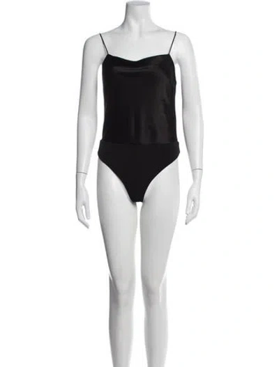 Pre-owned Alice + Olivia Square Neckline Sleeveless Bodysuit In Black