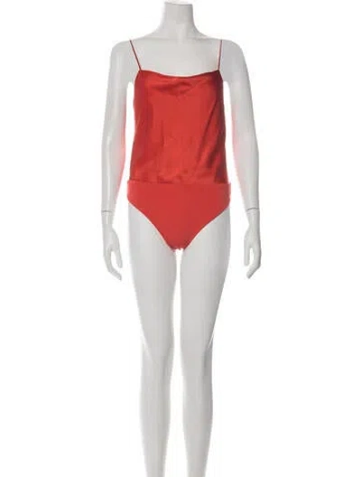 Pre-owned Alice And Olivia Square Neckline Sleeveless Bodysuit In Orange