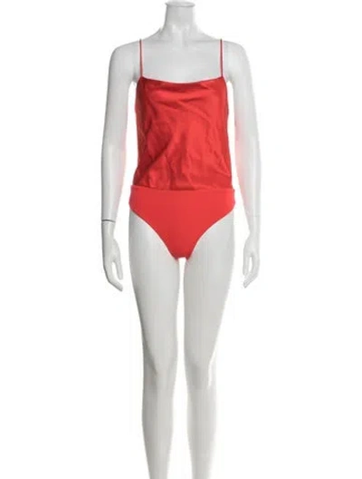 Pre-owned Alice And Olivia Square Neckline Sleeveless Bodysuit In Red
