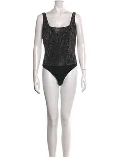 Pre-owned Alice And Olivia Square Neckline Sleeveless Bodysuit W/ Tags In Black