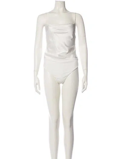 Pre-owned Alice And Olivia Square Neckline Sleeveless Bodysuit In White