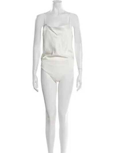 Pre-owned Alice And Olivia Square Neckline Sleeveless Bodysuit In White
