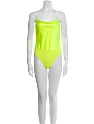 Pre-owned Alice And Olivia Square Neckline Sleeveless Bodysuit In Yellow