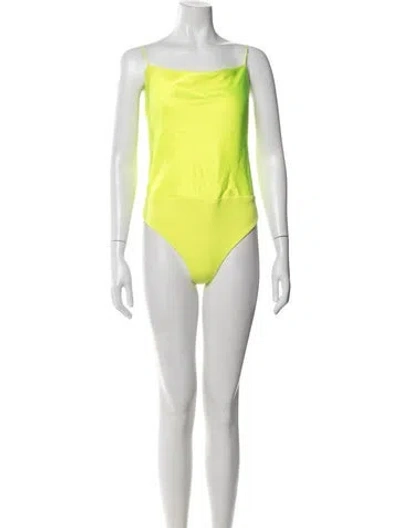 Pre-owned Alice And Olivia Square Neckline Sleeveless Bodysuit In Yellow
