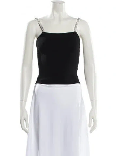 Pre-owned Alice And Olivia Square Neckline Sleeveless Crop Top In Black
