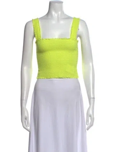 Pre-owned Alice And Olivia Square Neckline Sleeveless Crop Top In Yellow