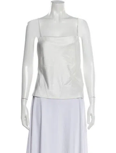 Pre-owned Alice And Olivia Square Neckline Sleeveless Top In White