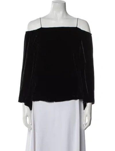 Pre-owned Alice And Olivia Square Neckline Three-quarter Sleeve Blouse In Black