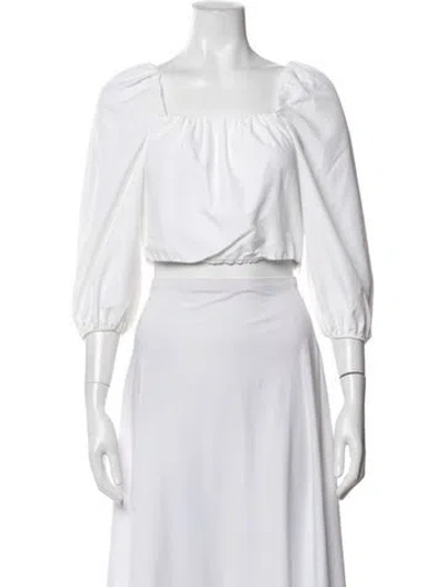 Pre-owned Alice And Olivia Square Neckline Three-quarter Sleeve Crop Top In Neutrals