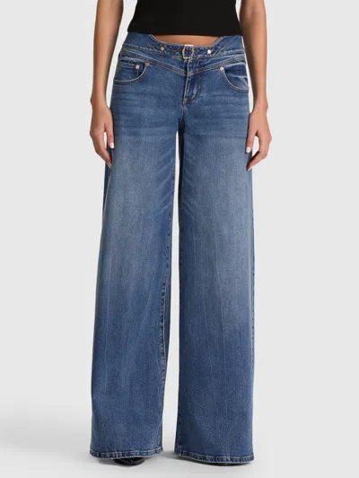 Alice And Olivia Stanley Cinch Buckle Jean In Blue