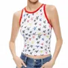 Alice And Olivia Stars Allen Ribbed Knit Tank Top In White