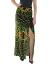 Alice And Olivia Stephine Printed Velvet Maxi Skirt In Green
