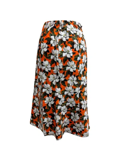 Pre-owned Alice And Olivia Stephine Floral-print Skirt In Orange