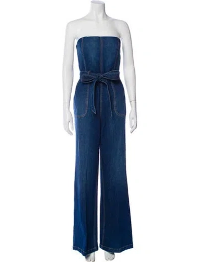 Pre-owned Alice And Olivia Strapless Jumpsuit In Blue