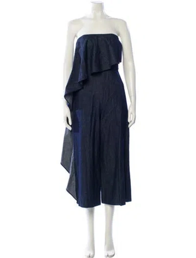 Pre-owned Alice And Olivia Strapless Jumpsuit In Blue