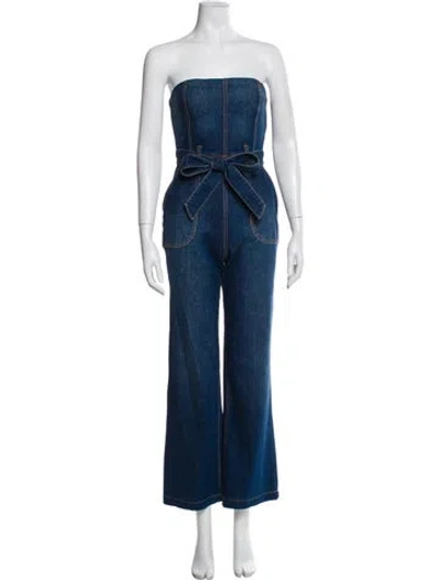 Pre-owned Alice And Olivia Strapless Jumpsuit In Blue