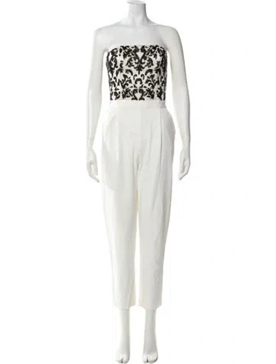 Pre-owned Alice And Olivia Strapless Jumpsuit In White