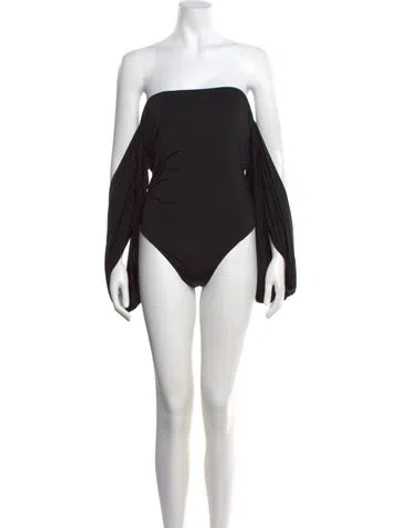 Pre-owned Alice And Olivia Strapless Long Sleeve Bodysuit In Black