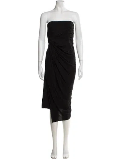 Pre-owned Alice And Olivia Strapless Midi Length Dress In Black