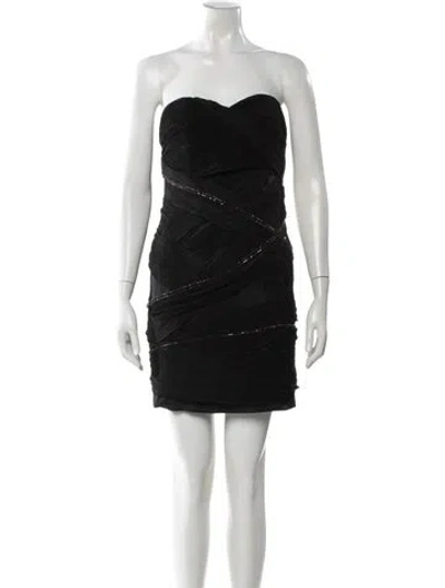 Pre-owned Alice And Olivia Strapless Mini Dress In Black