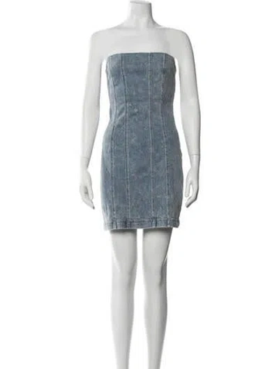 Pre-owned Alice And Olivia Strapless Mini Dress W/ Tags In Blue