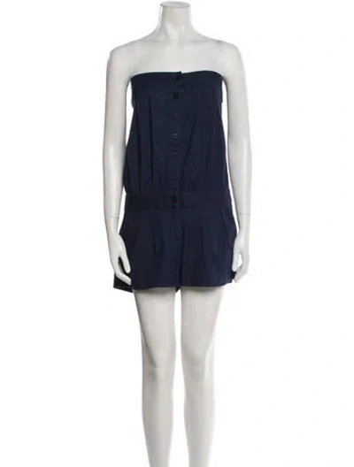 Pre-owned Alice And Olivia Strapless Romper In Blue