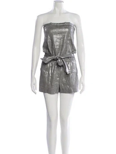 Pre-owned Alice And Olivia Strapless Romper In Silver