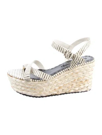 Pre-owned Alice And Olivia Straw Striped Sandals In Black