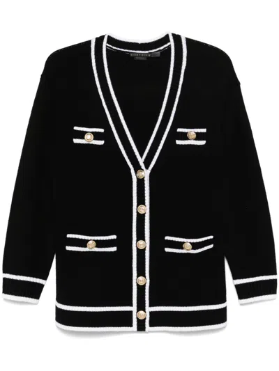 Alice And Olivia Stripe-trim Cardigan In Black