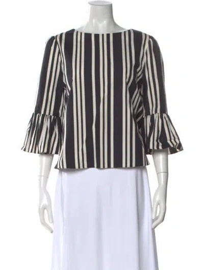Pre-owned Alice And Olivia Striped Bateau Neckline Blouse In Multi