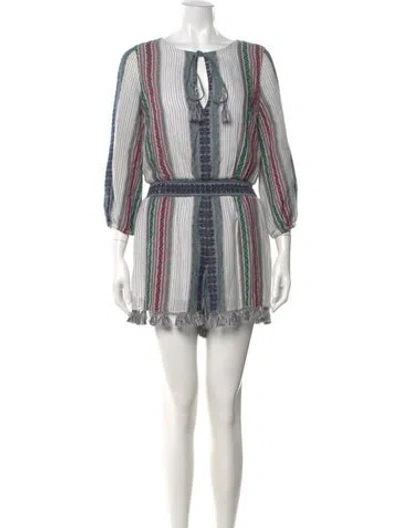 Pre-owned Alice And Olivia Striped Bateau Neckline Romper W/ Tags In Blue