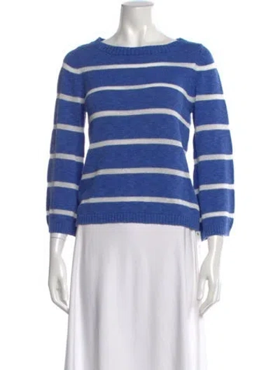 Pre-owned Alice And Olivia Striped Bateau Neckline Sweater In Blue