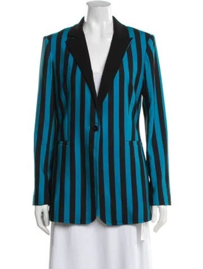 Pre-owned Alice And Olivia Striped Blazer In Blue