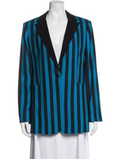 Pre-owned Alice And Olivia Striped Blazer In Blue