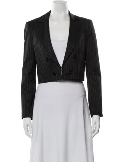 Pre-owned Alice And Olivia Striped Blazer In Gray